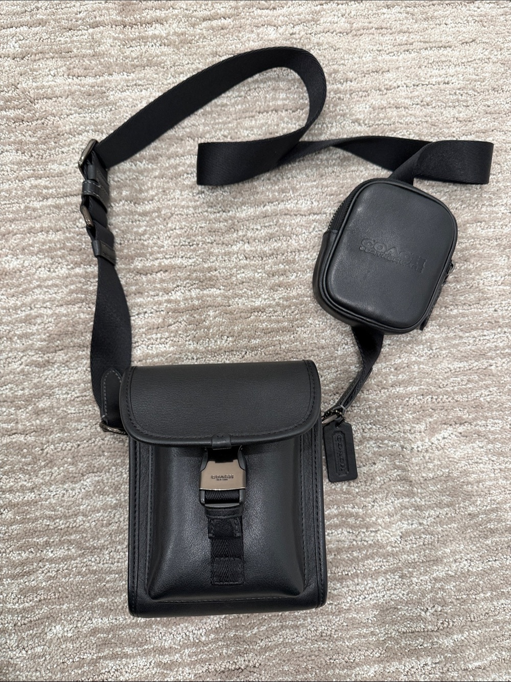Coach Charter North South Pouch Crossbody Black Leather